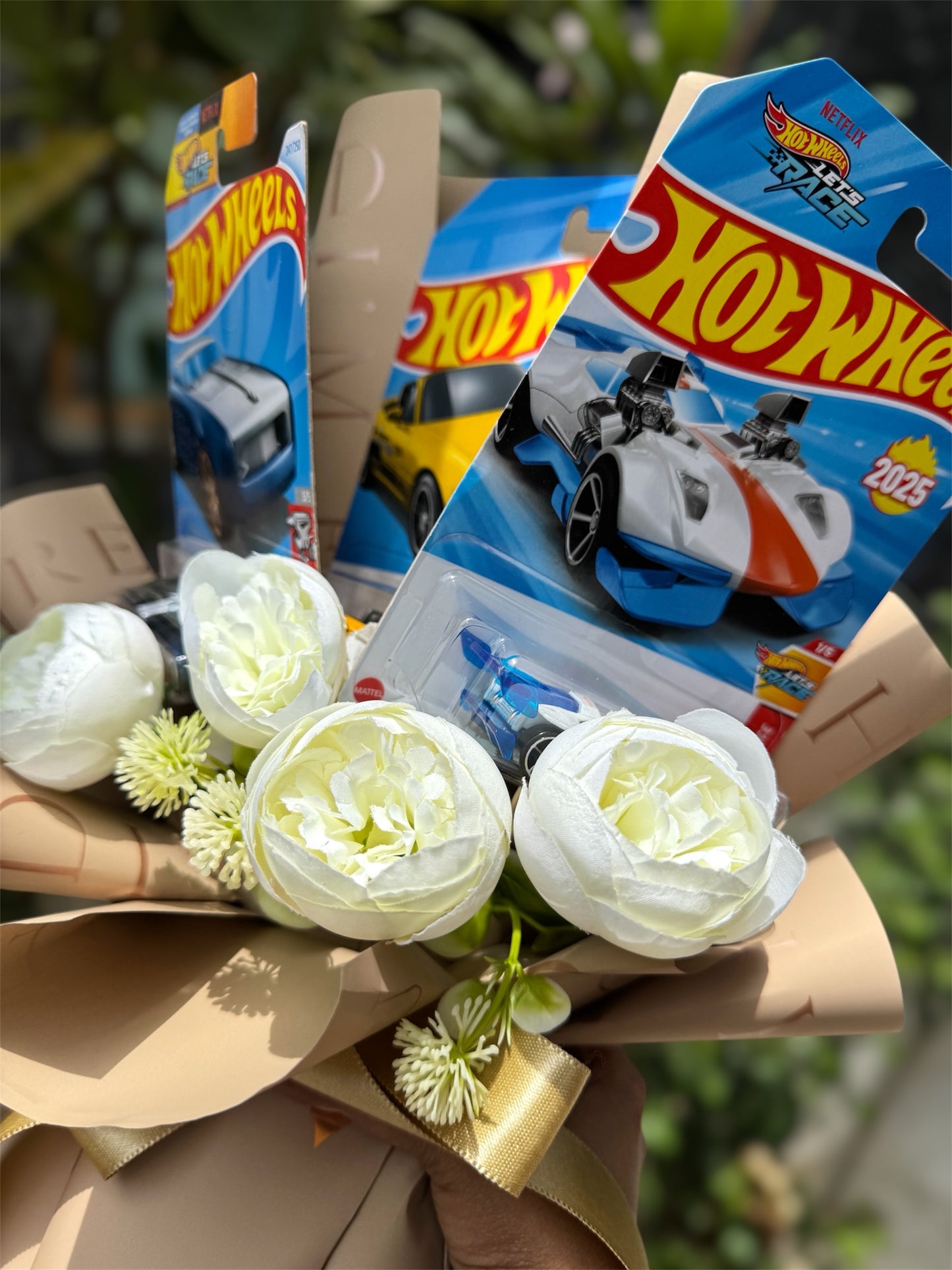 The Hot Wheels Bouquet – Peonies & Brown Nude Elegance