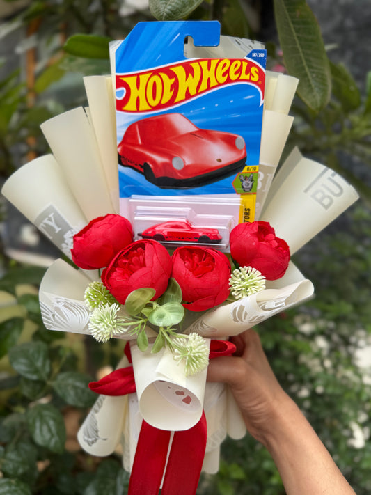 The Hot Wheels Bouquet - Porsche and Peonies