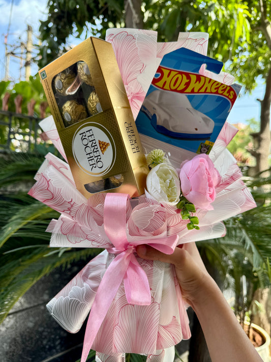 The Hot Wheels Bouquet - Porsche, Peonies and Ferrero Rocher