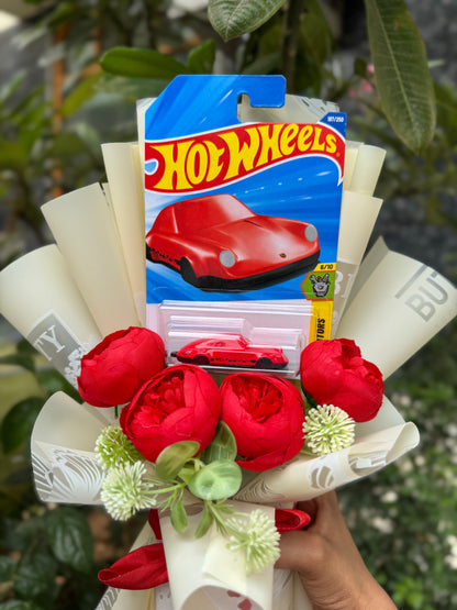 The Hot Wheels Bouquet - Porsche and Peonies