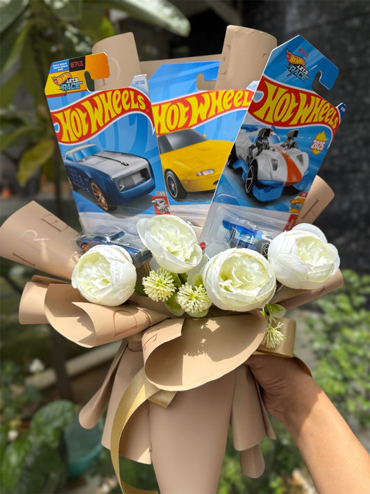 The Hot Wheels Bouquet – Peonies & Brown Nude Elegance