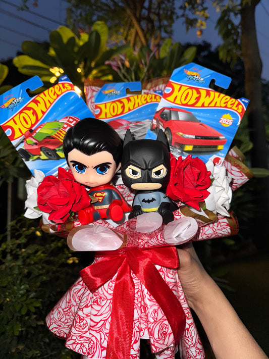 Superman & Batman Hot Wheels Bouquet – Premium Heroes Edition