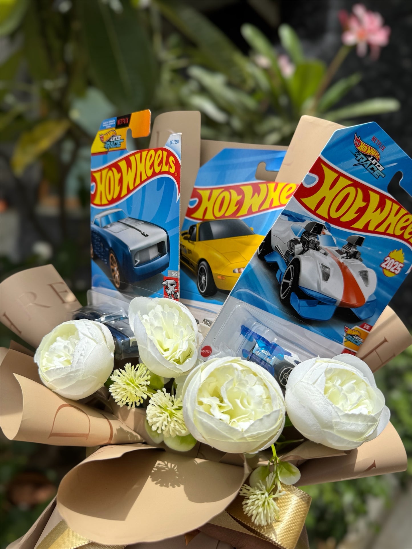 The Hot Wheels Bouquet – Peonies & Brown Nude Elegance