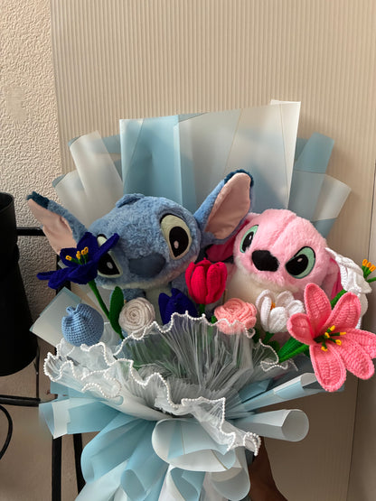 Pink & Blue Stitch Bouquet – Double the Cuteness