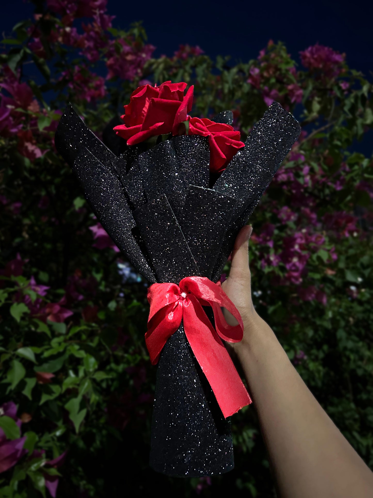 Red Rose Glitter Bouquet
