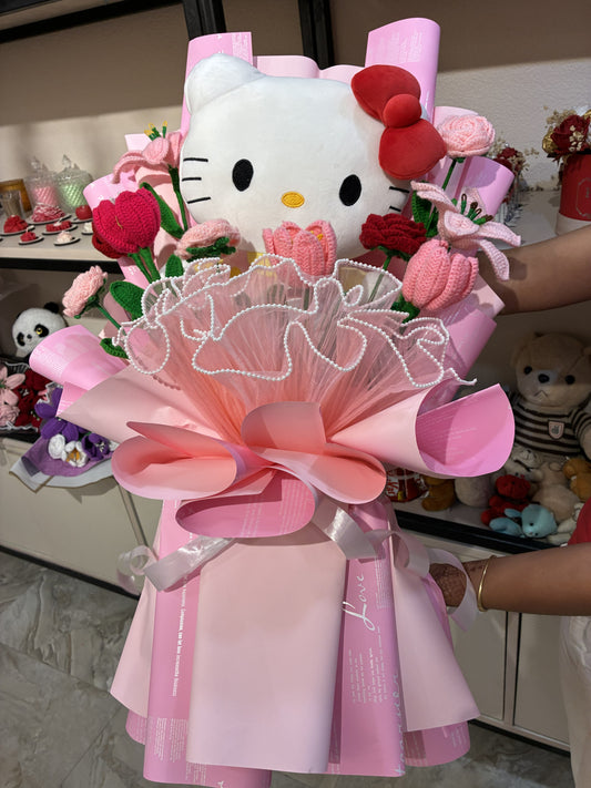 Hello Kitty Crochet Flower Bouquet – Wrapped in Pink Magic