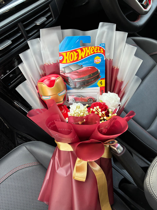 Ferrari 12 Cilindri & Iron Man Hot Wheels Bouquet – Power Meets Luxury