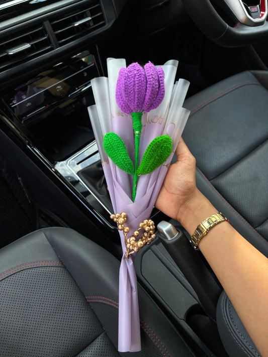 Lavender Crochet Tulip Bouquet –     Soft Lilac Love