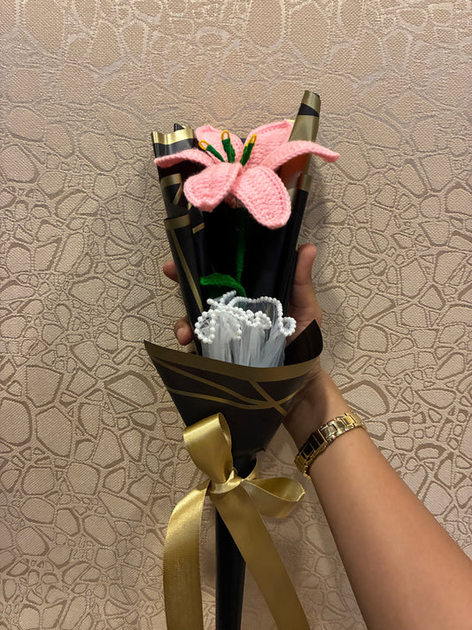 Pink Lily Crochet Bouquet – Blush Love Edition