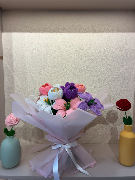 Lilac Whisper Crochet Bouquet – Blooms That Stay Forever