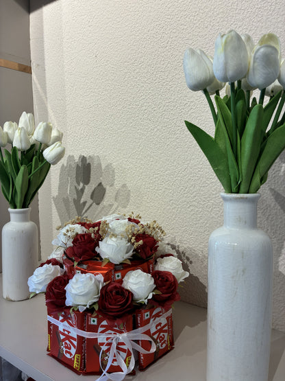Luxury KitKat Red & White Rose Hamper – Sweet Moments into Beautiful Memories