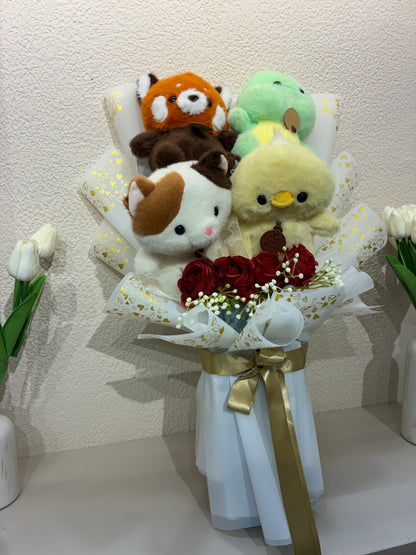 Luxury Soft Toy & Rose Bouquet – A Bouquet Full Of Cuddles, Wrapped In Love
