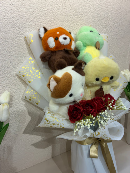 Luxury Soft Toy & Rose Bouquet – A Bouquet Full Of Cuddles, Wrapped In Love