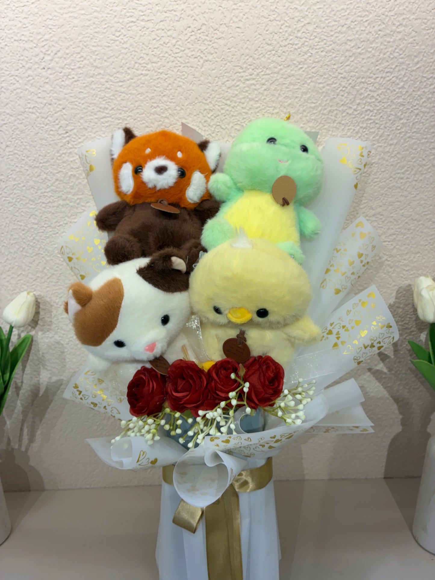 Luxury Soft Toy & Rose Bouquet – A Bouquet Full Of Cuddles, Wrapped In Love