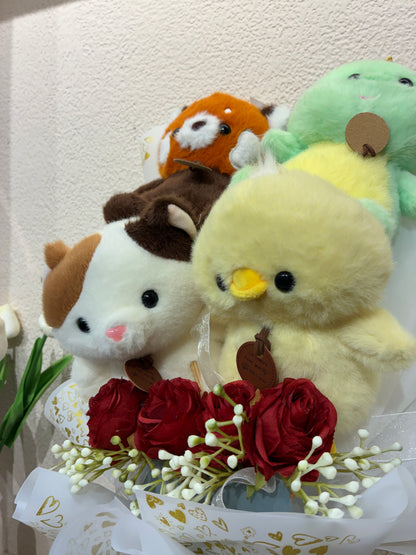Luxury Soft Toy & Rose Bouquet – A Bouquet Full Of Cuddles, Wrapped In Love