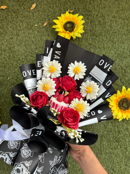 Luxury Rose and Candle Bouquet – A Glow of Love