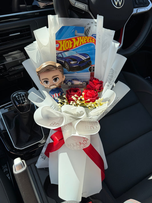 Custom ’18 Ford Mustang GT Hot Wheels Bouquet – Captain America Energy, Delivered