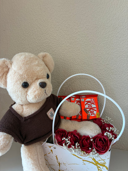 Cute Teddy Hamper – A Perfect Blend of Love, Roses & Chocolates