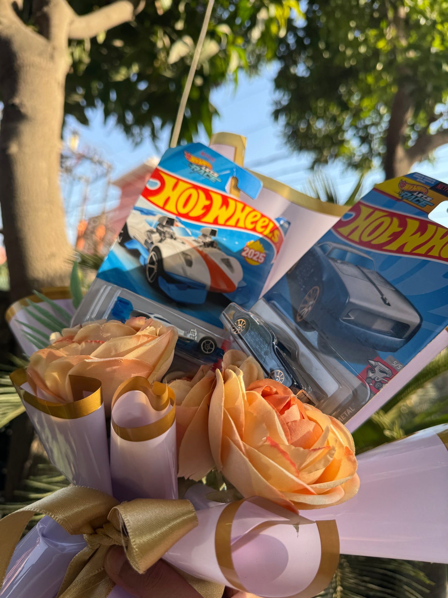 The Hot Wheels Bouquet - Lavender and Peonies