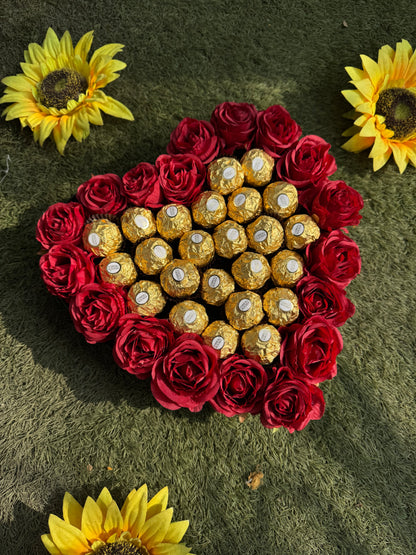 Ferrero Rocher Heart Rose Box – A Golden Expression of Love