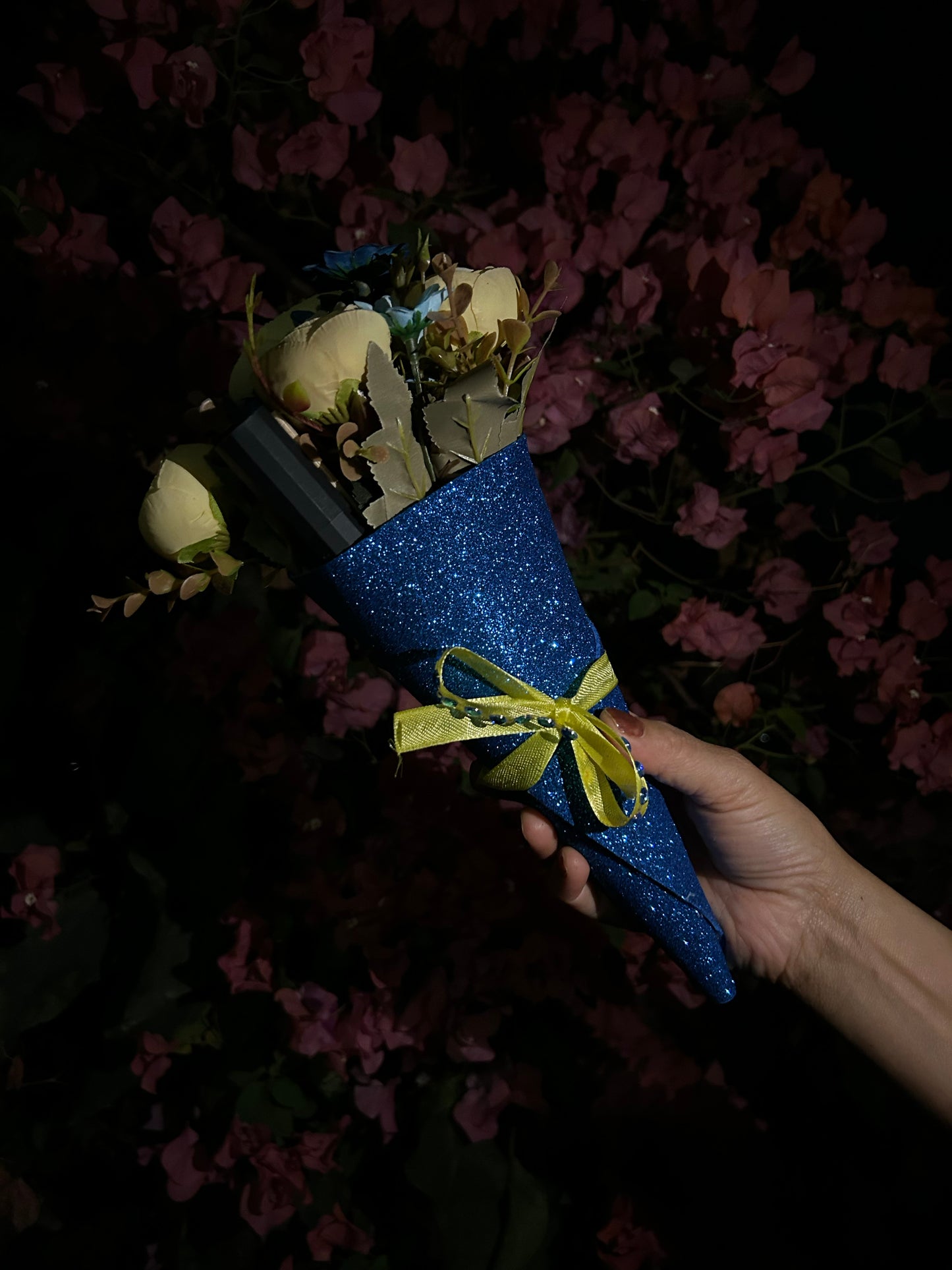 Yellow Blue Glitter Bouquet