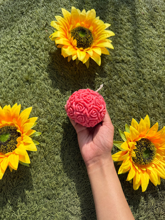 Pink Rose Globe Candle