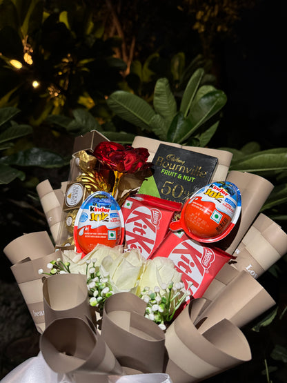 Decadent Choco Bloom Bouquet  – Ferrero Rocher, KitKat & Kinder Joy