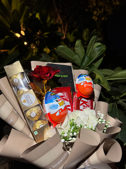 Decadent Choco Bloom Bouquet  – Ferrero Rocher, KitKat & Kinder Joy