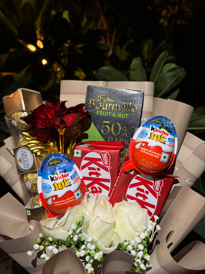 Decadent Choco Bloom Bouquet  – Ferrero Rocher, KitKat & Kinder Joy