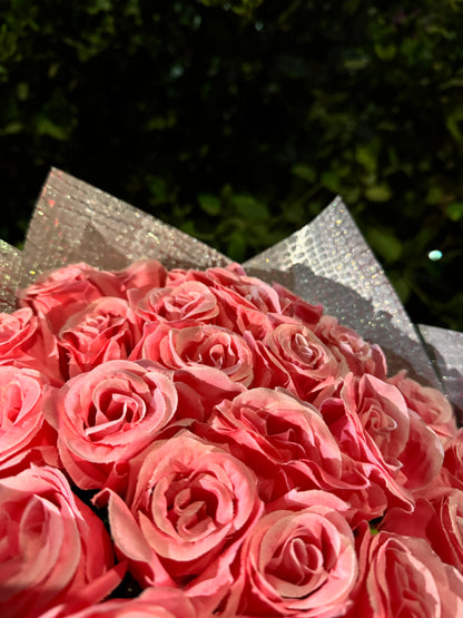 Pink Rose Glitter Bouquet