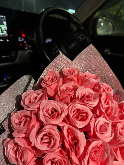 Pink Rose Glitter Bouquet