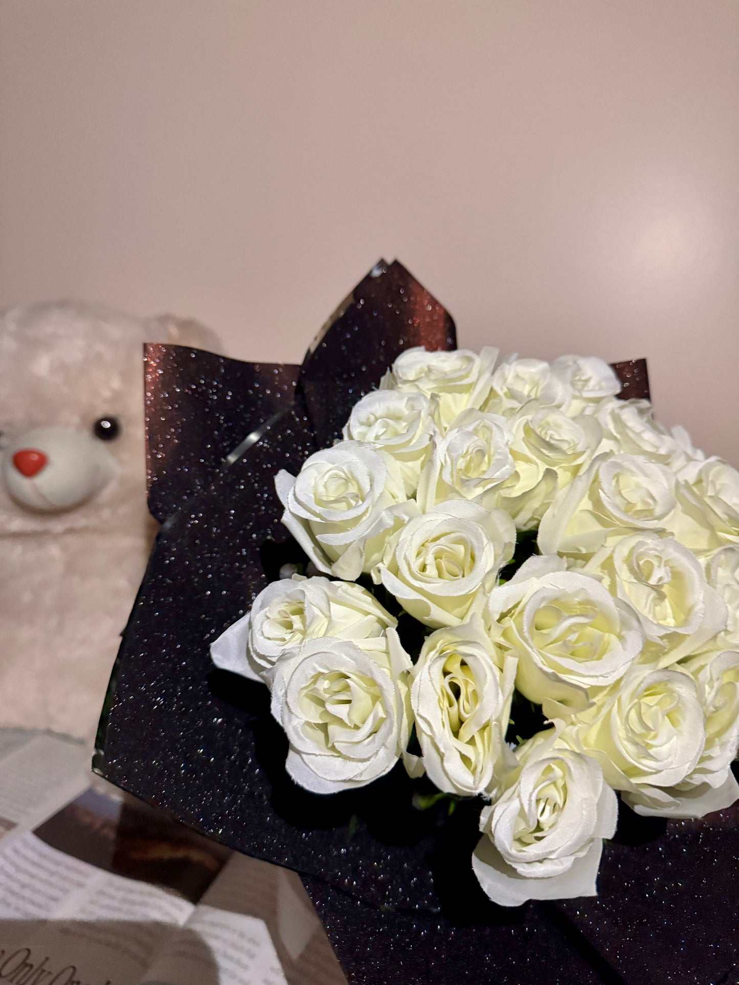 White Rose Glitter Bouquet