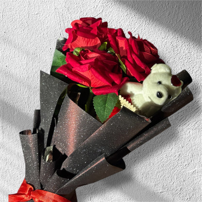 Teddy Rose Glitter Bouquet