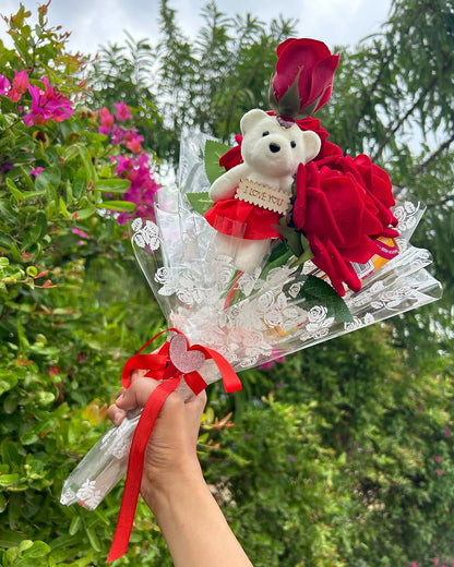 Red Rose Teddy Lipstick Bouquet