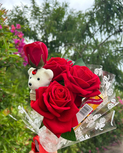 Red Rose Teddy Lipstick Bouquet