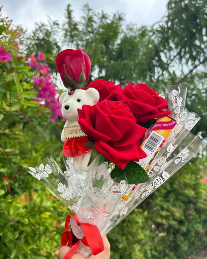 Red Rose Teddy Lipstick Bouquet