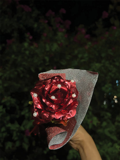 Metallic Rose Pearl Glitter Bouquet