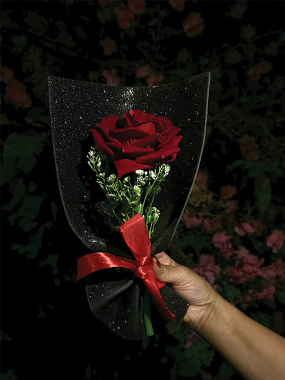 Single Rose Glitter Bouquet