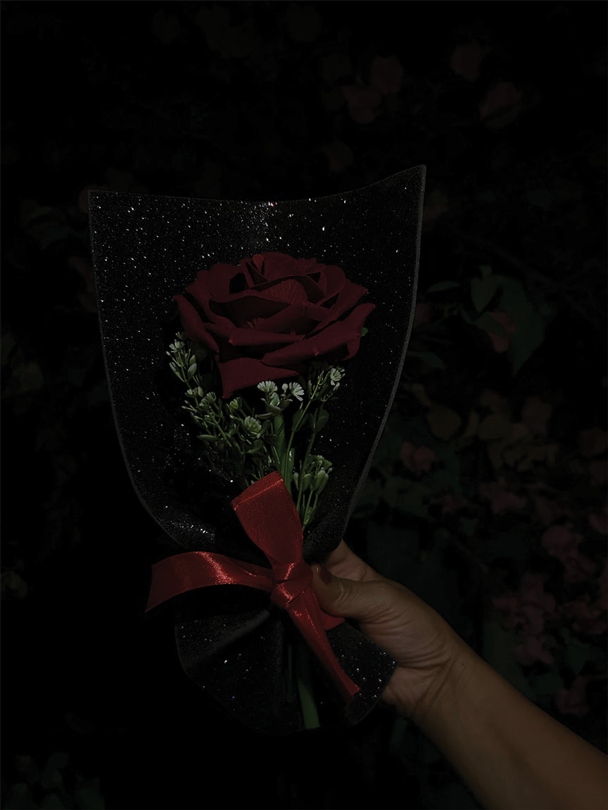 Single Rose Glitter Bouquet