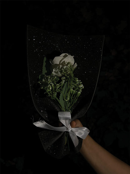 Single White Rose Glitter Bouquet