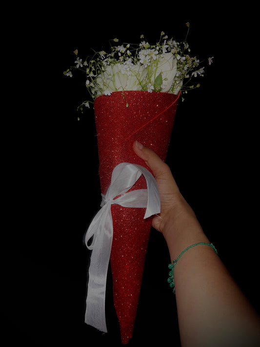 White Rose Glitter Bouquet